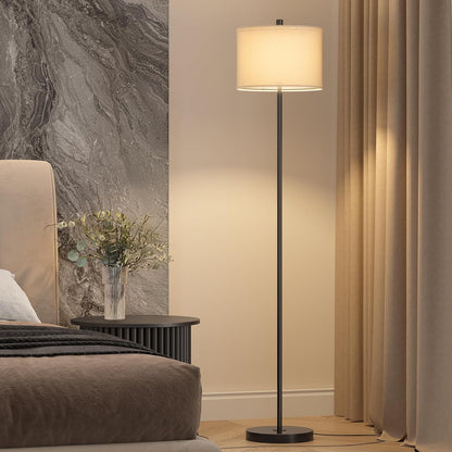 61" Farmhouse Industrial Floor Lamp for Living Room Standing Floor Lamp Rustic Floor Lamps for Living Room Bedroom Tall Lamps with Rotary Switch for Bedroom with Natural Linen Lamp Shade