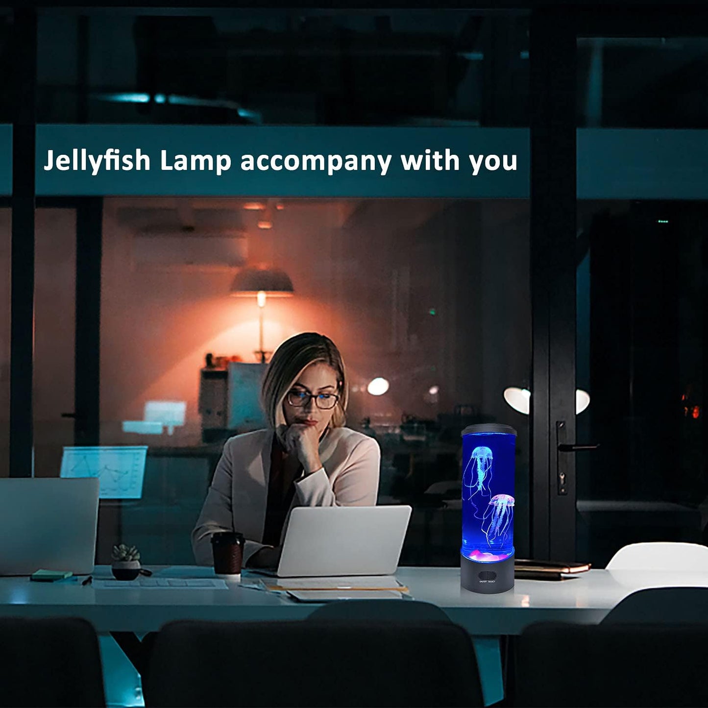 Jellyfish Tank Table Lamp with Color Changing Light for Room Mood Light for Relax LED Jellyfish Lamp