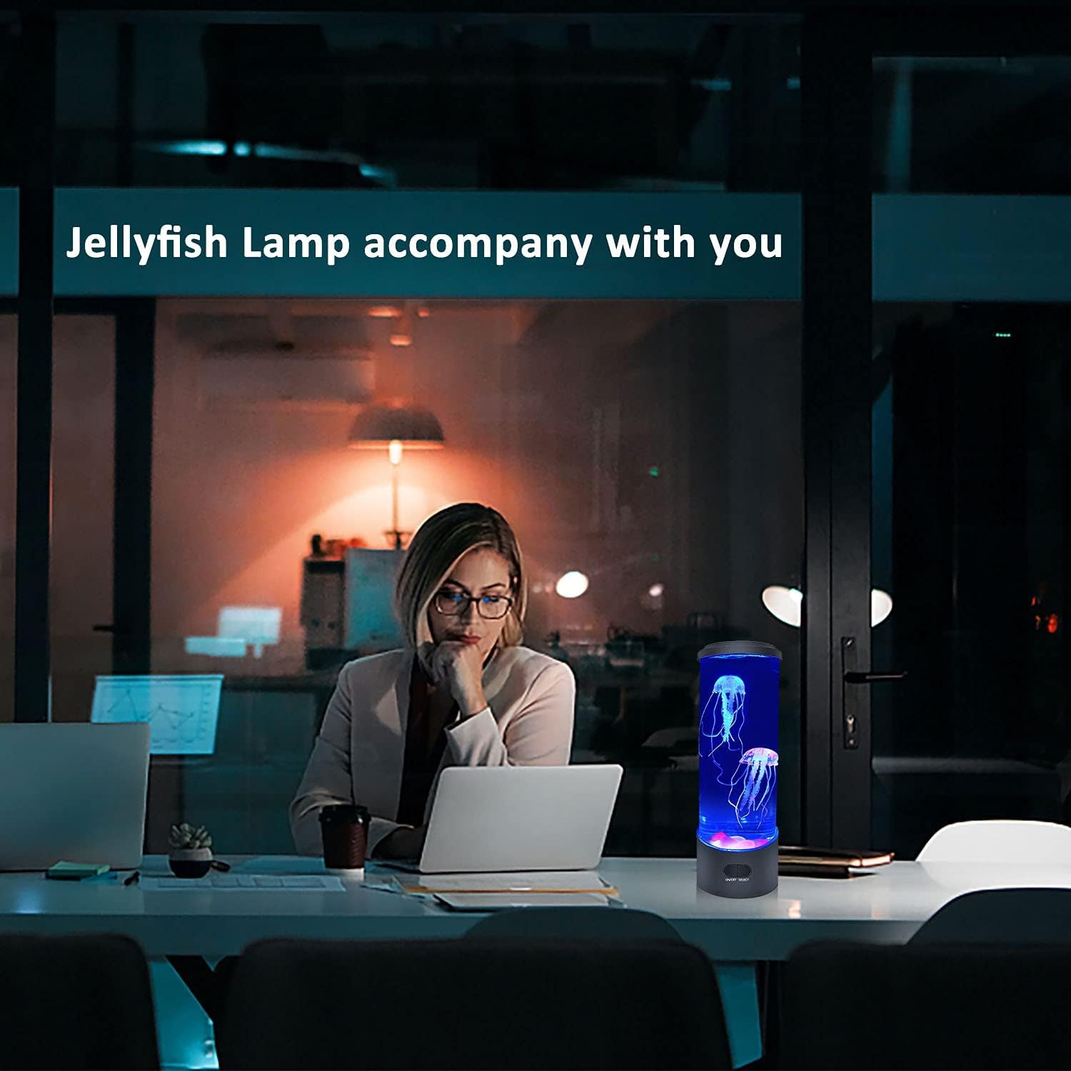 Jellyfish Tank Table Lamp with Color Changing Light for Room Mood Light for Relax LED Jellyfish Lamp